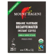 Mount Hagen Органический растворимый кофе без кофеина закупленный по принципам справедливой торговли 25 порционных пакетиков-стиков 50 г