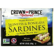 Crown Prince Natural Сардины очищенные от костей и кожи в чистом оливковом масле 3 75 унц. (106 г)