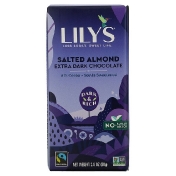 Lily&#x27;s Sweets Плитка экстра темного шоколада соленый миндаль 70% какао 80 г (2 8 унции)