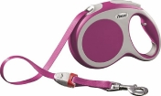 Flexi Виа Рулетка-ремень для собак до 60кг, 5м, розовая (Vario L tape 5m pink) 370 г