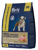 Brit Premium Dog Junior Medium Курица Сухой корм для молодых собак средних пород 3 кг